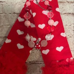 Ruffle leg warmers with matching necklace